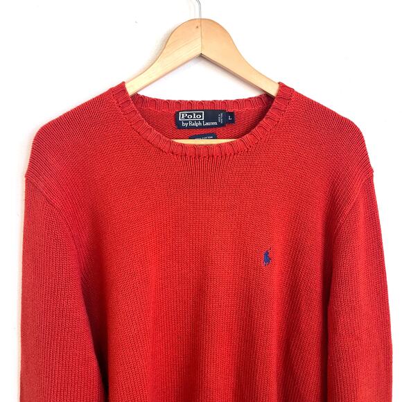 Vintage Y2K Polo Ralph Lauren Mens Sweater Size L Burnt Orange Preppy Academia - Picture 3 of 7